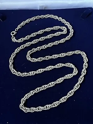 Vintage Jewellery Hallmarked FBM 858 Sterling Silver Rope Chain Necklace 30” • £49.99