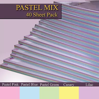 Assorted Pastel Colour Card  - 160g A4 -  40 Sheets Pack - Great For All Craft • £5.09