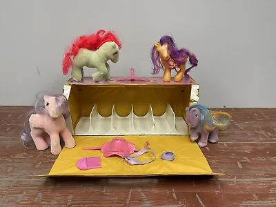 Vintage My Little Pony Stable W/ 4 Ponies & Carry Case 1983 Hasbro • $39.96