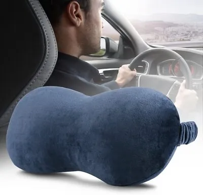 LANGRIA Infinity-Shape Car Neck Pillow Memory Foam Headrest Lumbar Support Blue • £5.99