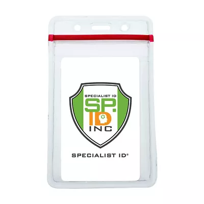 5 Pack - Heavy Duty Vertical Vinyl Badge Holders With Zip Top By Specialist ID • $8.99