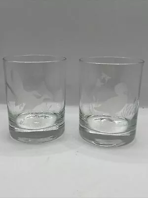 2 Etched Clear Glasses Duck • $21.75