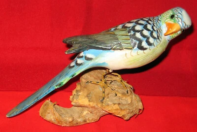 $24.95 • Buy Vintage Folk Art Hand Carved Painted Wood Parakeet Figurine