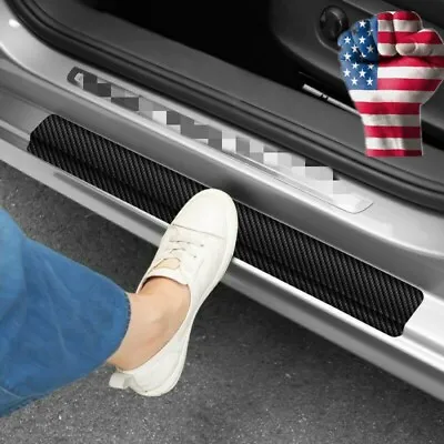 Auto Accessories Carbon Fiber Vinyl Car Door Sill Scuff Plate Stickers Protector • $20.23