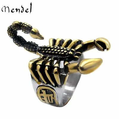 MENDEL Mens Gold Plated Stainless Steel Zodiac Scorpio Scorpion Ring Size 7-15 • $13.99