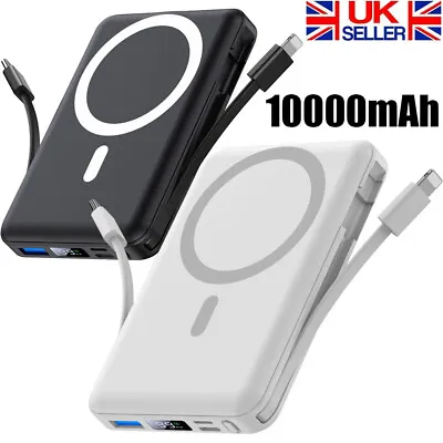 Power Wireless Bank 10000mAh Portable Fast Charger Charging Magnetic Battery New • £15.90