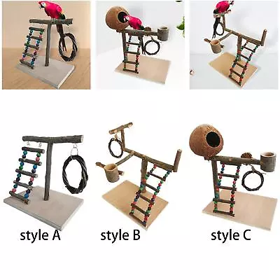 Pet Bird Play Stand Toy Parrot Playground Exercise Wooden Perch Gym For Macaws • $38.56