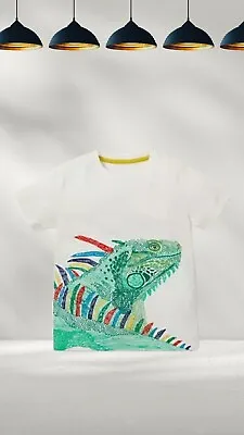 Ex Mini Boden Boy's Superstitch Embroidered Iguana T-Shirt In Ivory A Bit Defect • £8.99