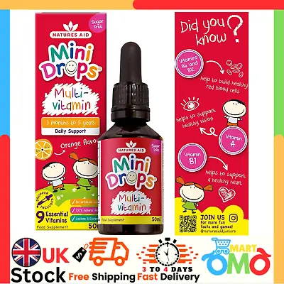 Natures Aid Mini Drops Multi-vitamin For Infants And Children Sugar Free 50 Ml • £6.95