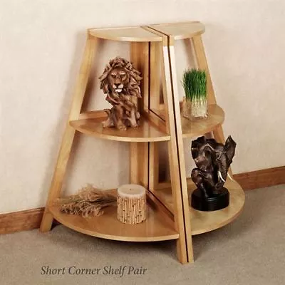 Kimber Short Corner Shelf Pair Natural Oak 3 Shelf • $79.99