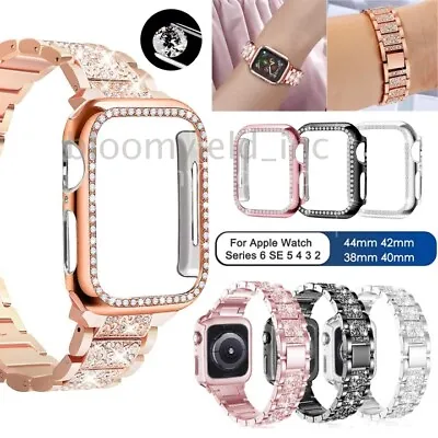 Bling Diamond IWatch Band Strap+Cover Case For Apple Watch Series SE/6/5/4/3/2/1 • £9.99