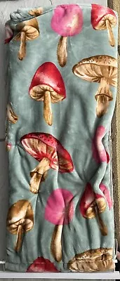 Oversized Enchanted Forest Mushroom Red Pink Tan Green Throw Blanket New • $48