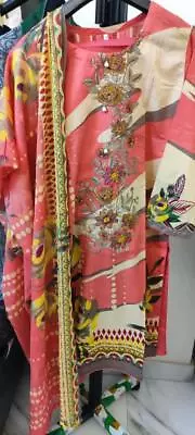 Three Piece Embroidered Suit Pakistani Ladies Lawn Casual Wear Salwar Kameez • £29.99