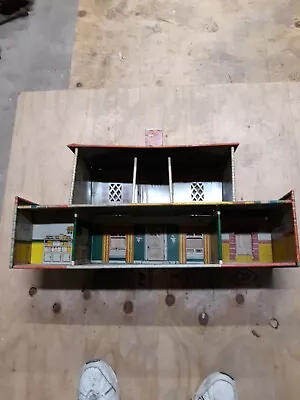 Vintage Wide T. Cohn/marx 2 Story Metal Tin Litho  2 Patio Doll House W/garage • $69.99