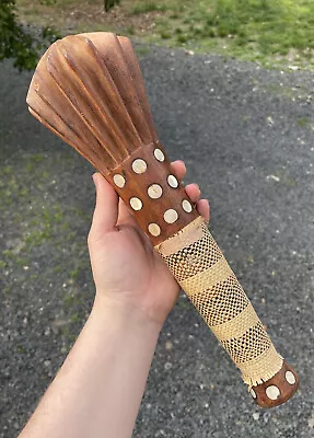 South Pacific Islands Indonesia Wooden War Club W Mother Of Pearl Inlay Tavatava • $165