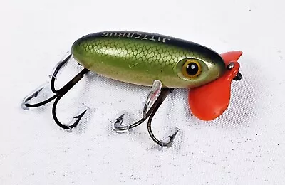 Fred Arbogast WWII Jitterbug Lure Green Scale RARE Orange Plastic Lip • $19.50