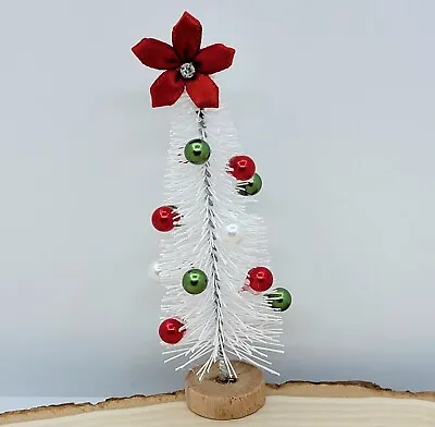 Handmade Dollhouse Christmas Tree Tiered Tray Miniature Winter Bottle Brush • $7.99