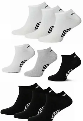 6 Pairs UMBRO Mens Official TRAINER Ankle Sports Socks Cotton Rich Adults 6-11 • £6.99