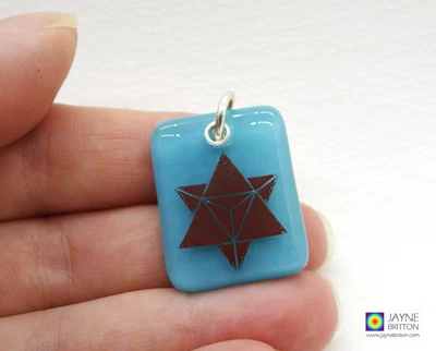 £10 • Buy Merkaba Symbol Pendant, Fused Glass, Spiritual Vehicle Travel, Ancient Symbol