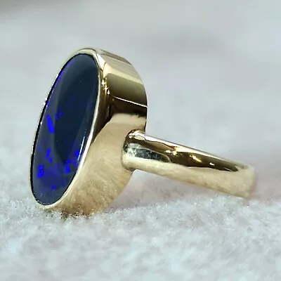 $1187.10 • Buy Stunning Black Opal Gemstone Genuine Solid 9K Yellow Gold Handmade Ring Band