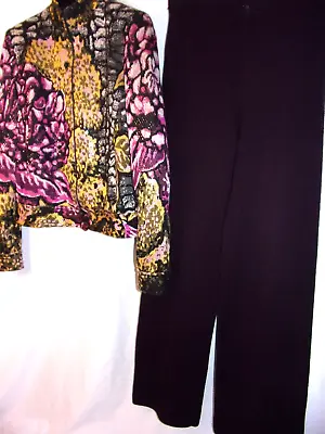 St. John Couture Purple Floral Tapestry Pant Suit 4/2 Drop Dead Stunning VGC • $325