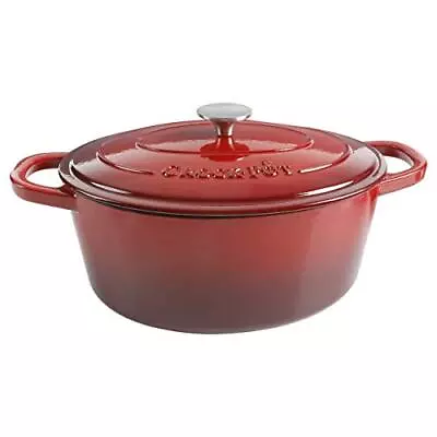 Crock-Pot Artisan Oval Enameled Cast Iron Dutch Oven 7-Quart Scarlet Red • $64.99