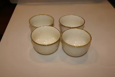 Lot Of 4 Vintage PB Japan Tea Cups Off White Tan Cream Bone With Brown Trim • $20