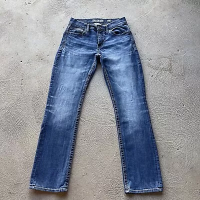 BKE Jeans Mens 32L Blue Carter Bootleg Denim Pants Stretch Western Work Fade • $34.88