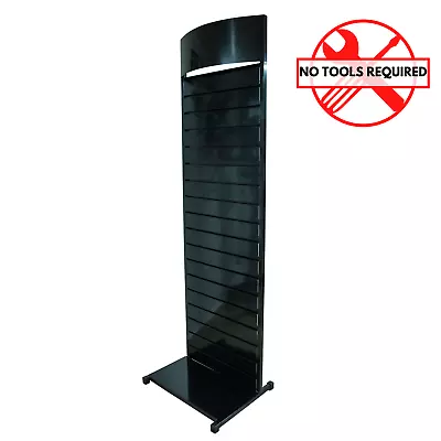 Metal Slatwall Retail Display Stand With Bowed Header In Black And White (K137+) • £270.35