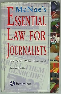 £1.95 • Buy Essential Law For Journalists By L.C.J. McNae, Lexisnexis 1997 Paperback
