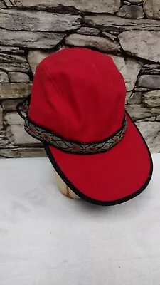 Tribal Hat Red Cap 90’s Mental Wide Brim Canvas Adjustable Print Made In USA  • $15