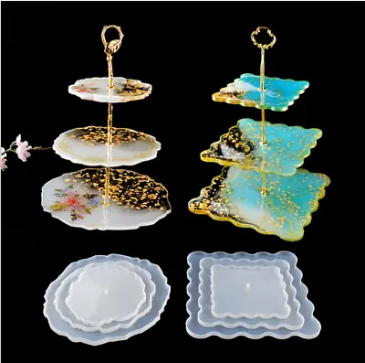 Silicone Resin Epoxy Mould Cake Plate Cupcake Muffin Stand Mold 3 Tier Fittings • £5.75