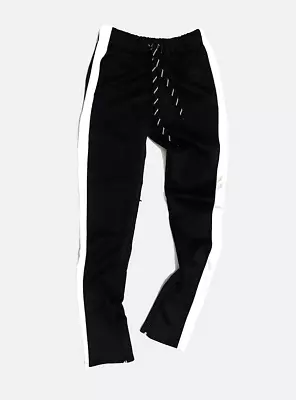 Lucky Bastards Track Pants Joggers Side Stripe Hidden 420 Pocket Black Pants • $18