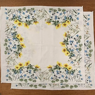 Set Of Two Vintage Vera Napkins Blue Yellow & White Flowers 15 1/2  X 17  • $15