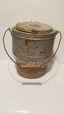 Early Vintage Lucky Floater Minnow Bucket With Wooden Handle  • $30