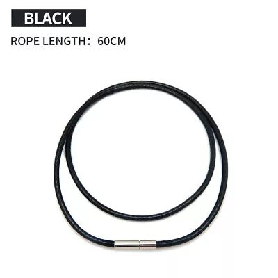 Men Women Black Leather Cord Choker Stainless Necklace Rope (Steel Turn & Click) • $4.47