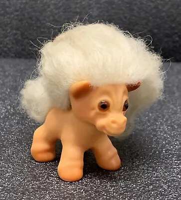 Vintage Design DAM THINGS Troll Horse Toy Amber Eyes Fluffy Off- White Hair 2.5” • $90