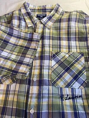 Men's Ralph Lauren Monogramed Green & Yellow Plaid Short Sleeve Shirt- Size XL • $34.99