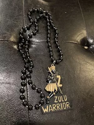 Vintage Zulu Warrior Beads Necklace Mardi Gras New Orleans Black/Gold Rare Fun • $14.98