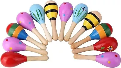 Sansheng 6 PCS Mini Wood Festival Maracas Toys Wooden Maracas Festival Painting • $15.32