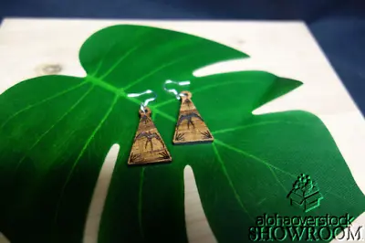 SOLID KOA WOOD Soaring Manu 'Iwa Frigate Bird Dangling Earrings Made In Hawaii • $34.99