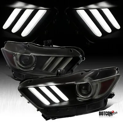 Fit 2015-2017 Ford Mustang GT V6 V8 Black Smoke Projector Headlights LED Tube • $389.99