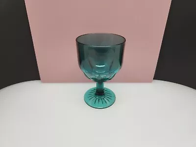 Vintage Teal Stemmed Glass Goblet MCM Retro Solid • $11.24