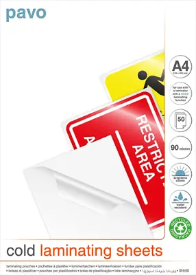 PAVO A3 Cold Laminating Pouches Laminator Sheets Sleeves  90 Micron X 50 Sheets • £19.99