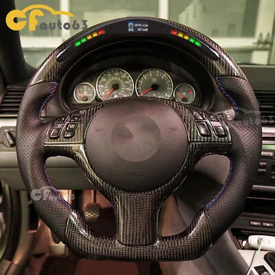 Carbon Fiber LED Flat Sport Steering Wheel For BMW E39 E46 M3 With CF Trim • $799