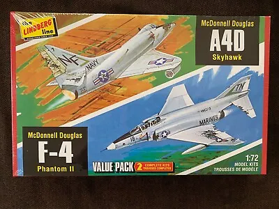The Lindberg Line A4d Skyhawk F-4 Phantom Value Pack 1:72 Model Kits New! • $25.63