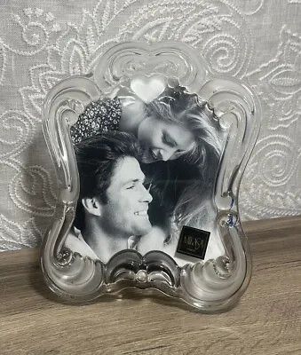 Mikasa Juliet Glass Picture Frame Photo Heart Wedding Tabletop Germany Etched • $20