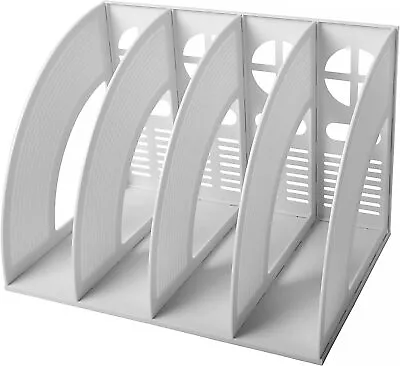 Desk File OrganiserSAYEEC Sturdy Desktop 4 Slots Magazine Plastic Holders Fram • £19.95