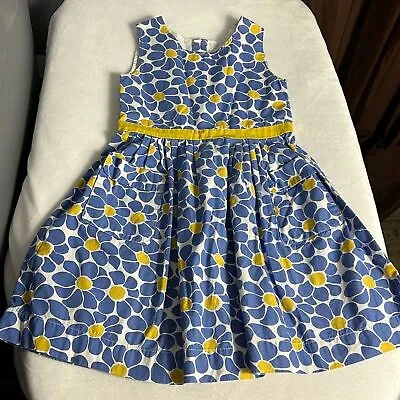 Mini Boden Blue White & Yellow Floral Sleeveless Dress 3-4Y • $28