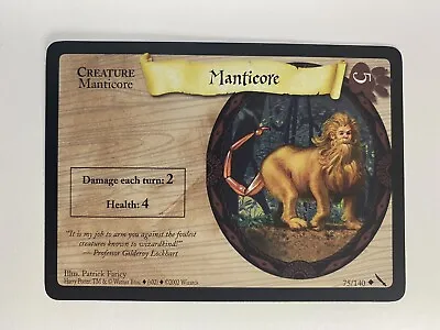 Harry Potter TCG CCG Chamber Of Secrets MANTICORE 75/140  Pack Fresh Unplayed • $1.89